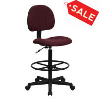 Flash Furniture Burgundy Fabric Ergonomic Drafting Stool (Adjustable Range 26’’- 30.5’’H or 22.5’’- 27’’H) BT-659-BY-GG